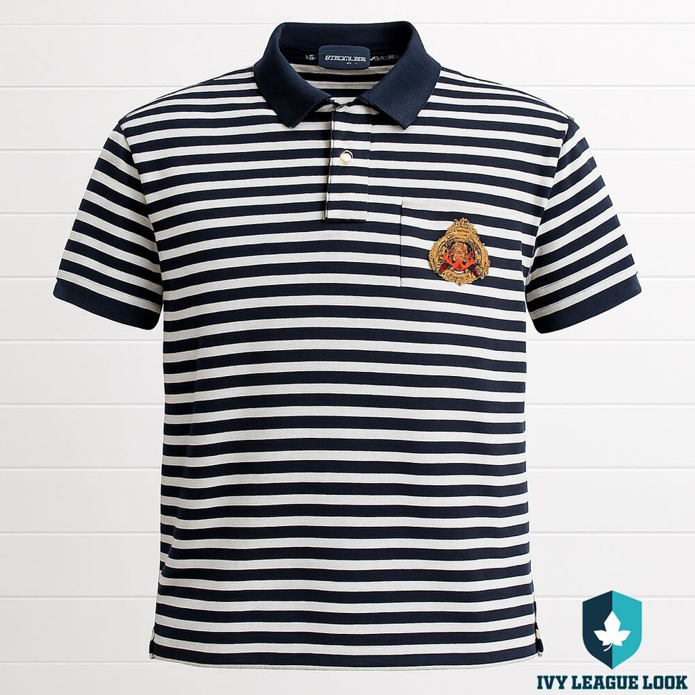Polo Ralph Lauren Navy White Stripe Crest Polo Ivy League Preppy Men’s XL